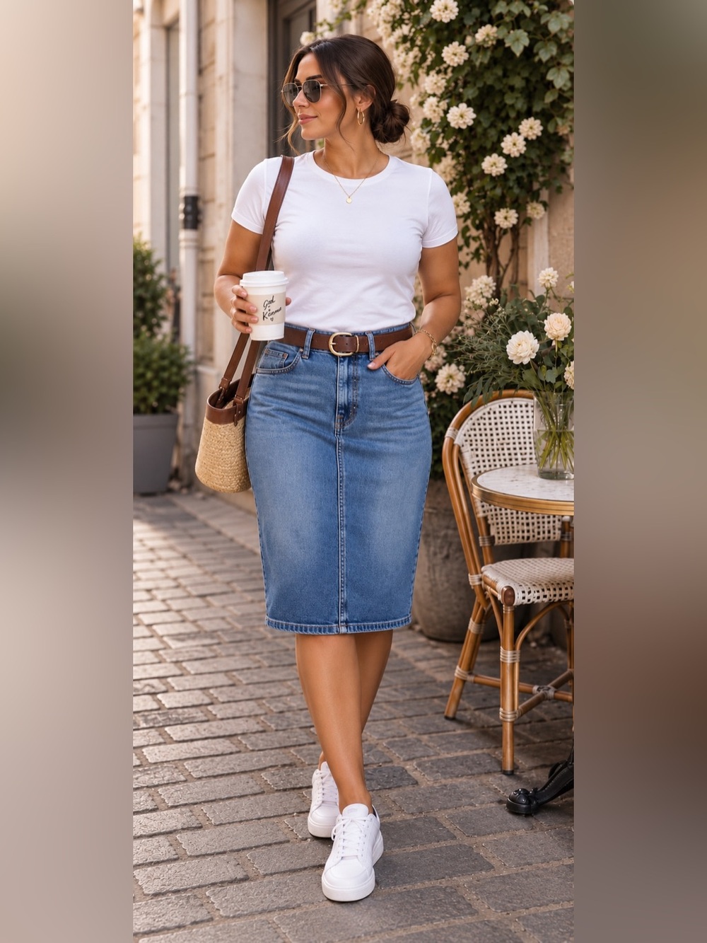 Lauren Ralph Lauren Denim Skirt Size 16 Blue Cotton Blend Pencil Knee Length